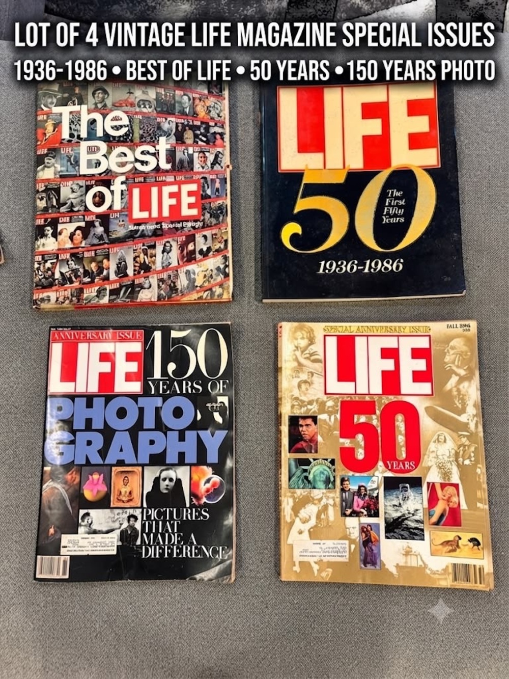 Lot of 4 Vintage LIFE Magazine Special Anniversary Issues 1936-1988
